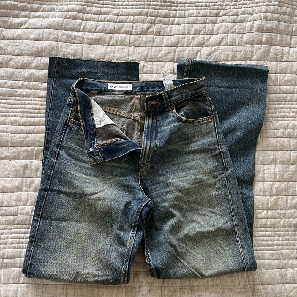 Zara Wide Leg Blue Jeans